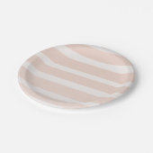 Roze Blush & Wit Moderne Chic Stripes Papieren Bordje (Gekanteld)