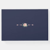 Roze Blush Witte Bloemen Groene Lijst bruiloft Gastenboek (Achterkant)