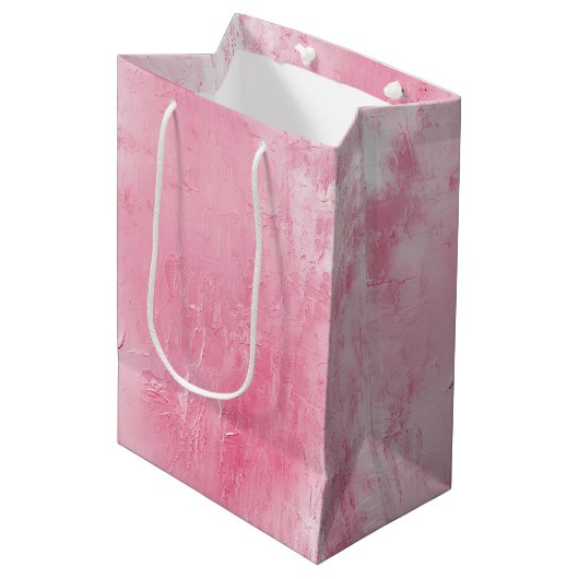 Roze Blush Witte Bruiloft Medium Cadeauzakje (Voorkant Gekanteld)