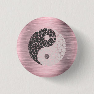 Roze Blush Yin Yang Ronde Button 3,2 Cm