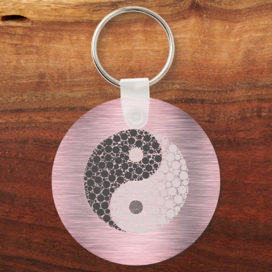 Roze Blush Yin Yang Sleutelhanger (Achterkant)