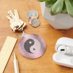 Roze Blush Yin Yang Sleutelhanger