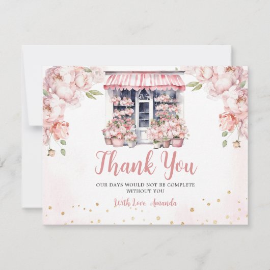 Roze Blush Ze Is Van De Markt Trouwfeest Bedankkaart (Voorkant)