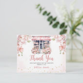 Roze Blush Ze Is Van De Markt Trouwfeest Bedankkaart (Staand voorkant)