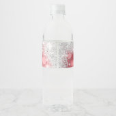 Roze Bo Ho Silver Sparking Glitter Sweet 16 Waterfles Etiket (Achterkant)