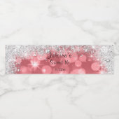 Roze Bo Ho Zilver Glitterende Sweet 16 Waterfles Etiket (Enkel label)