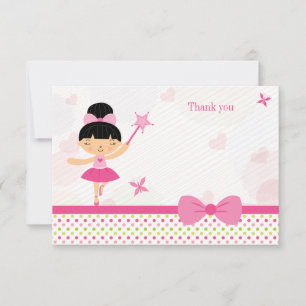 Roze boballerina meisje verjaardag dank je kaart