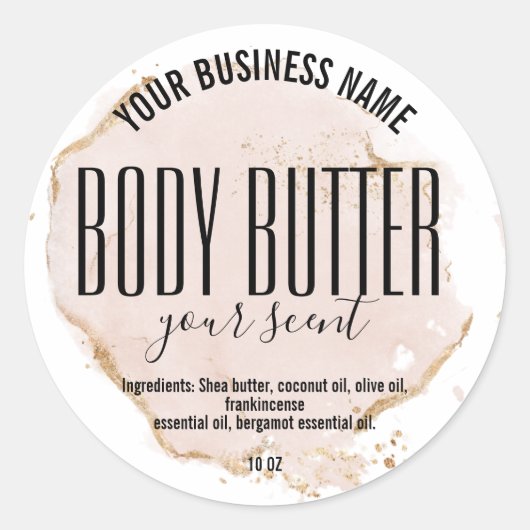 roze BODY BOTER productlabel Ronde Sticker (Voorkant)