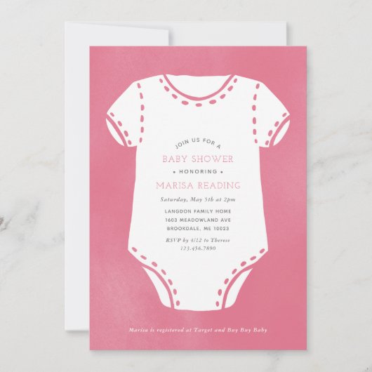 Roze bodysuit minimalistisch Baby shower Kaart (Voorkant)