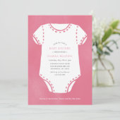 Roze bodysuit minimalistisch Baby shower Kaart (Staand voorkant)