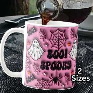 Roze Boe! Spooky 3D Effect Spider Web Ghost Koffiemok
