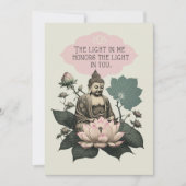 Roze boeddha en bloem-Kaart Feestdagenkaart (Voorkant)