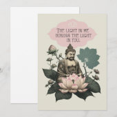 Roze boeddha en bloem-Kaart Feestdagenkaart (Voorkant / Achterkant)