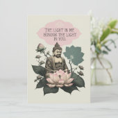 Roze boeddha en bloem-Kaart Feestdagenkaart (Staand voorkant)