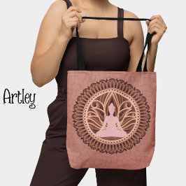 Roze Boeddha Mandala Spirituele meditatie Tote Bag