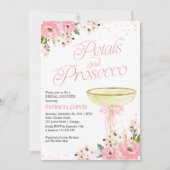 Roze boeg bloemblaadjes en Prosecco Vrijgezellenfe Kaart (Voorkant)