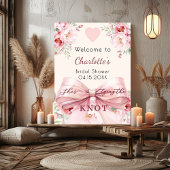 Roze boeg bloemen knoop vrijgezellenfeest welkomst poster