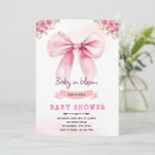 Roze boeg bloom party uitnodiging (Staand voorkant)