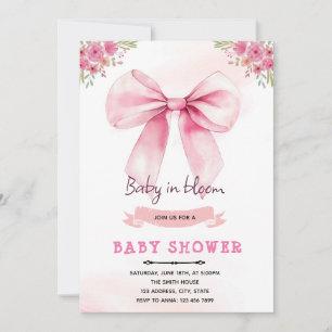 Roze boeg bloom party uitnodiging