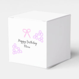 Roze boeg paarse bloemenpastel Happy Birthday Bedankdoosjes