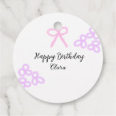 Roze boeg paarse bloemenpastel Happy Birthday Bedankjes Labels (Achterkant)