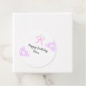 Roze boeg paarse bloemenpastel Happy Birthday Bedankjes Labels (In situ)