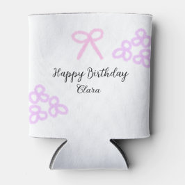 Roze boeg paarse bloemenpastel Happy Birthday Blikjeskoeler