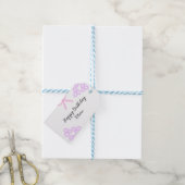 Roze boeg paarse bloemenpastel Happy Birthday Cadeaulabel (Met Touw)