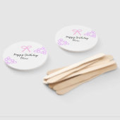 Roze boeg paarse bloemenpastel Happy Birthday Handwaaier (Niet-gemonteerd)