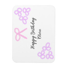 Roze boeg paarse bloemenpastel Happy Birthday Magneet