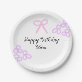 Roze boeg paarse bloemenpastel Happy Birthday Papieren Bordje