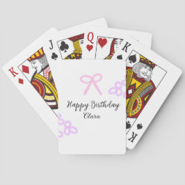 Roze boeg paarse bloemenpastel Happy Birthday Pokerkaarten