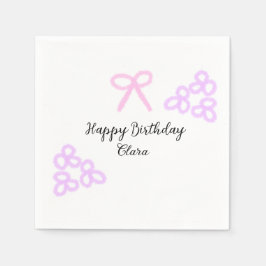 Roze boeg paarse bloemenpastel Happy Birthday Servet