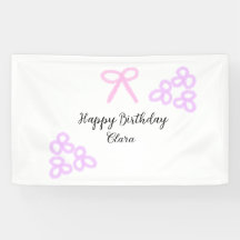 Roze boeg paarse bloemenpastel Happy Birthday