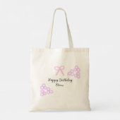 Roze boeg paarse bloemenpastel Happy Birthday Tote Bag (Achterkant)