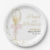 Roze boeg parels en Prosecco Vrijgezellenfeest Papieren Bordje (Voorkant)