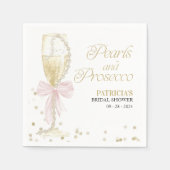 Roze boeg parels en Prosecco Vrijgezellenfeest Servet (Voorkant)