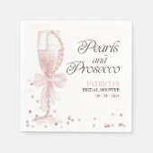 Roze boeg parels en Prosecco Vrijgezellenfeest Servet (Voorkant)