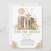 Roze Boek Eerste Verjaardag Uitnodiging (Voorkant)