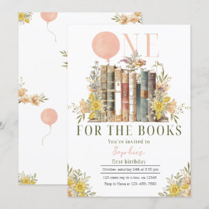 Roze Boek Eerste Verjaardag Uitnodiging