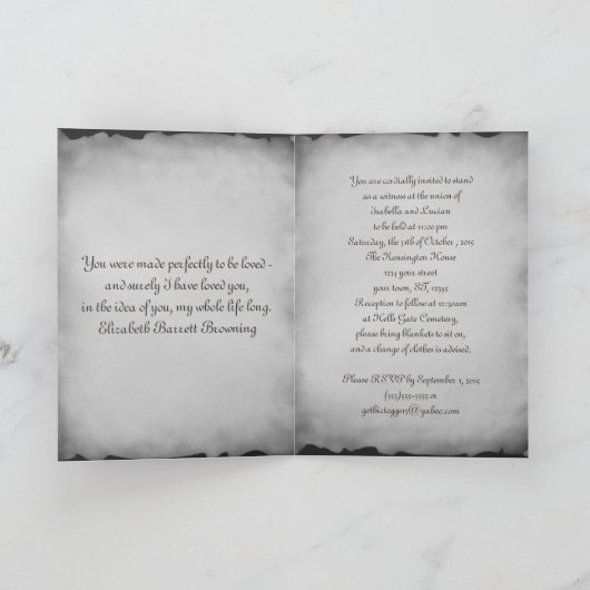 Roze  boek Hoesje Gotische bruiloft uitnodiging (Binnen)