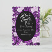 Roze boek lanceringsfeest kaart (Staand voorkant)