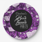 Roze boek lanceringsfeest papieren bordje (Voorkant)