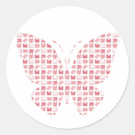 Roze boek lezen en schrijven Patroon vlinder Ronde Sticker