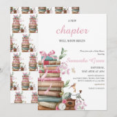 Roze boek thema Baby shower Kaart (Voorkant / Achterkant)