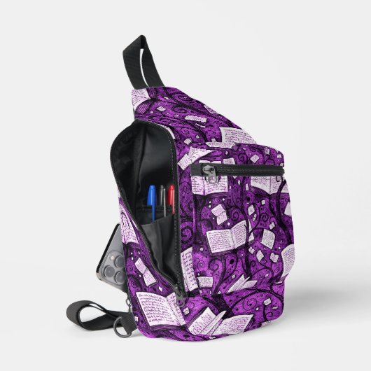 Roze boeken achtergrond sling bag (Open)