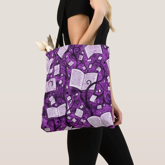 Roze boeken achtergrond tote bag (Dichtbij)