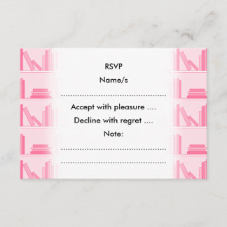 Roze boeken op Shelf. RSVP Kaartje
