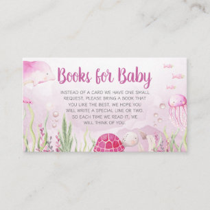Roze boeken voor baby onder de zeebaby shower informatiekaartje