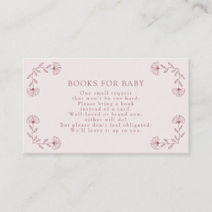 Roze boeken voor babykaart informatiekaartje
